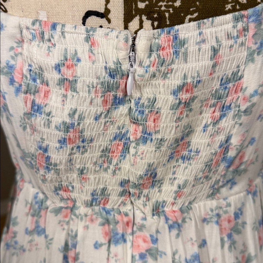 ALTARD STATE WHITE FLORAL BABY DOLL Puff Sleeve Dress MD - Picture 8 of 13